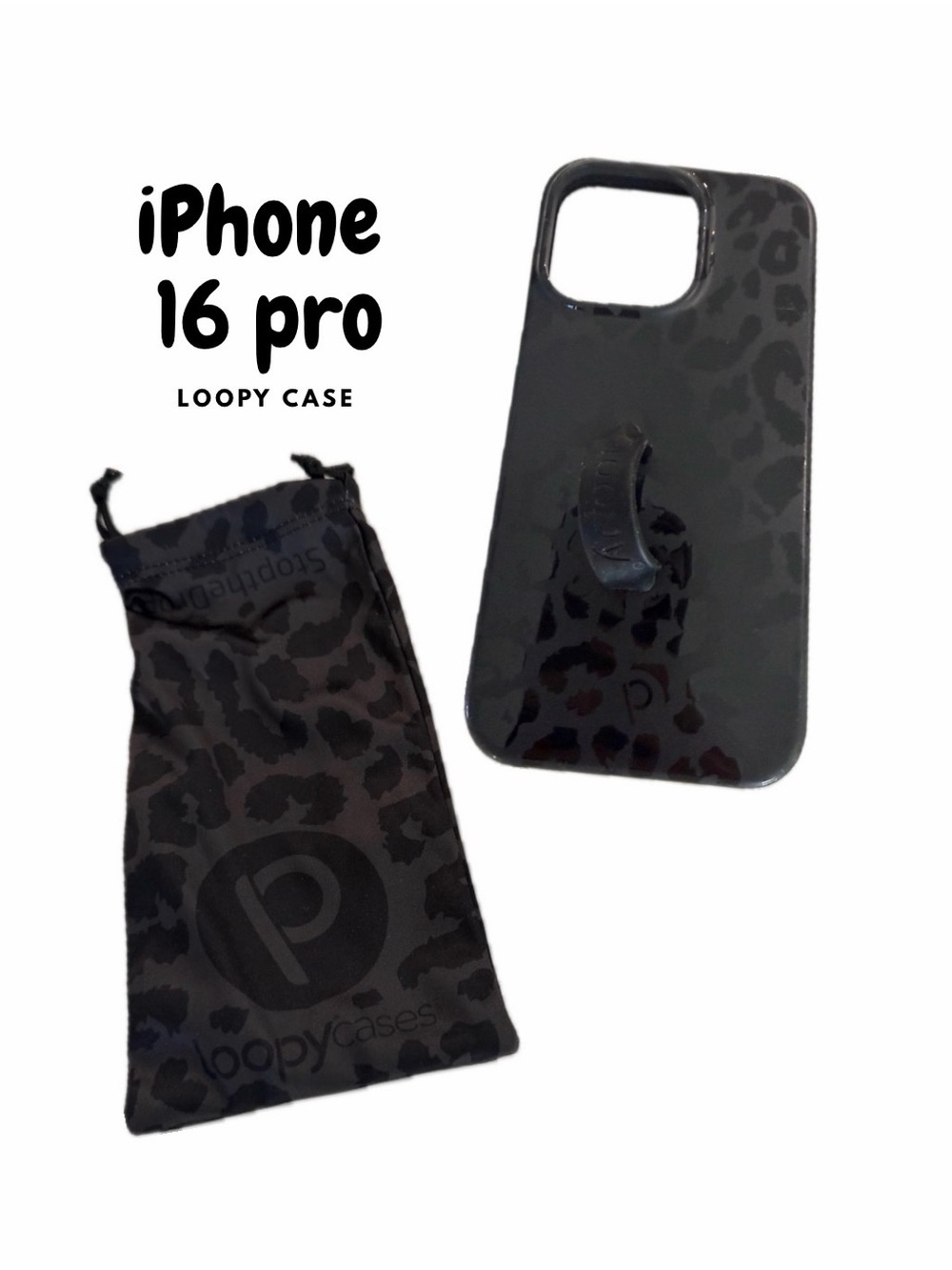 Loopy Case Black Leopard iPhone 16 Pro Case with Loop